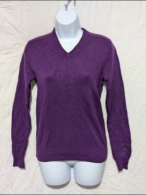 J. Crew 100% Cashmere V-Neck Purple Sweater